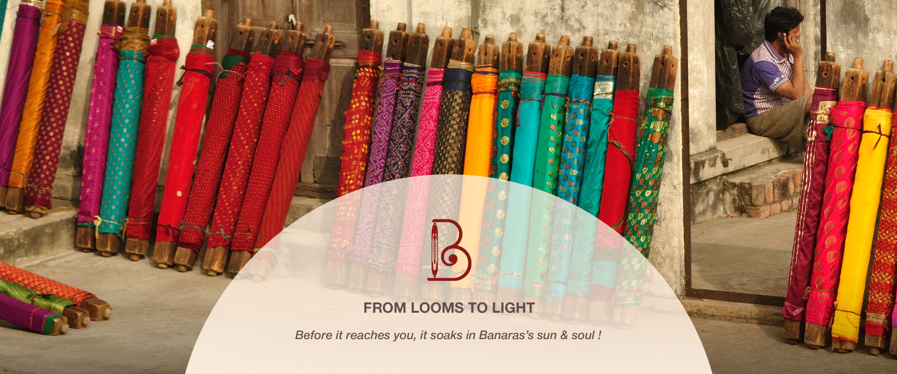 Colorful sarees on display with a Onlineweavers brand logo and text in the foreground.