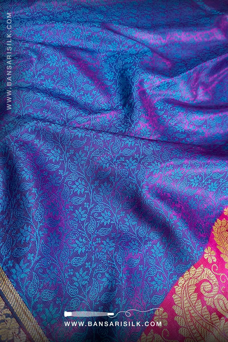 It is a Blue Banarasi Silk Saree woven in Tanchoi design best for Indian weddings