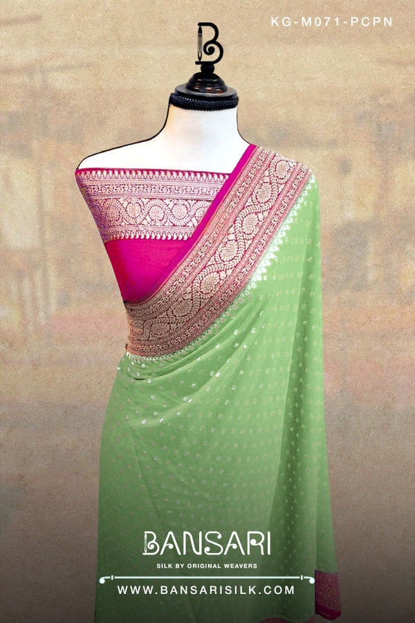 Georgette Saree, Pista Green Saree, Pink Saree, Wedding Saree, Banarasi Saree, Khaddi, Handloom Saree, Manufacturer