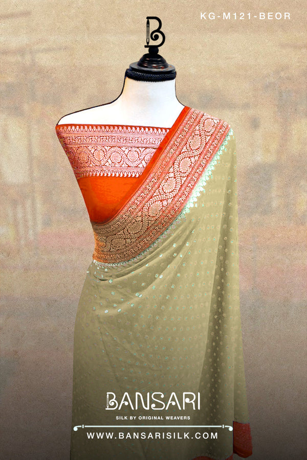 Georgette Saree, Beige Saree, Orange Saree, Wedding Saree, Banarasi Saree, Khaddi, Handloom Saree, Manufacturer