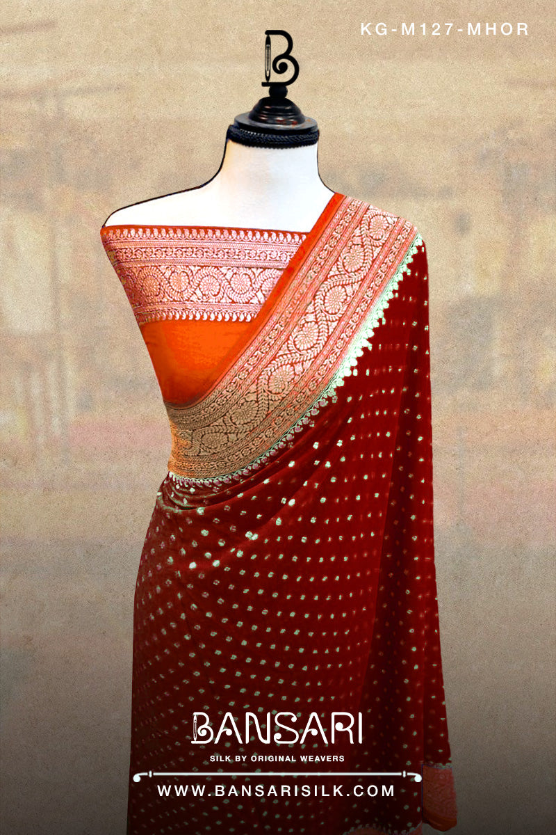Georgette Saree, Maroon Saree, Orange Saree, Wedding Saree, Banarasi Saree, Khaddi, Handloom Saree, Manufacturer