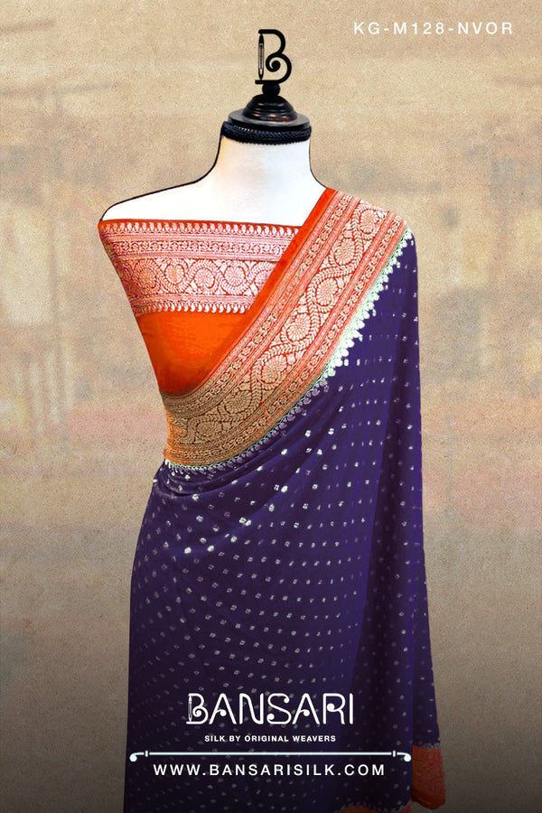 Georgette Saree, Navy Blue Saree, Orange Saree, Wedding Saree, Banarasi Saree, Khaddi, Handloom Saree, Manufacturer