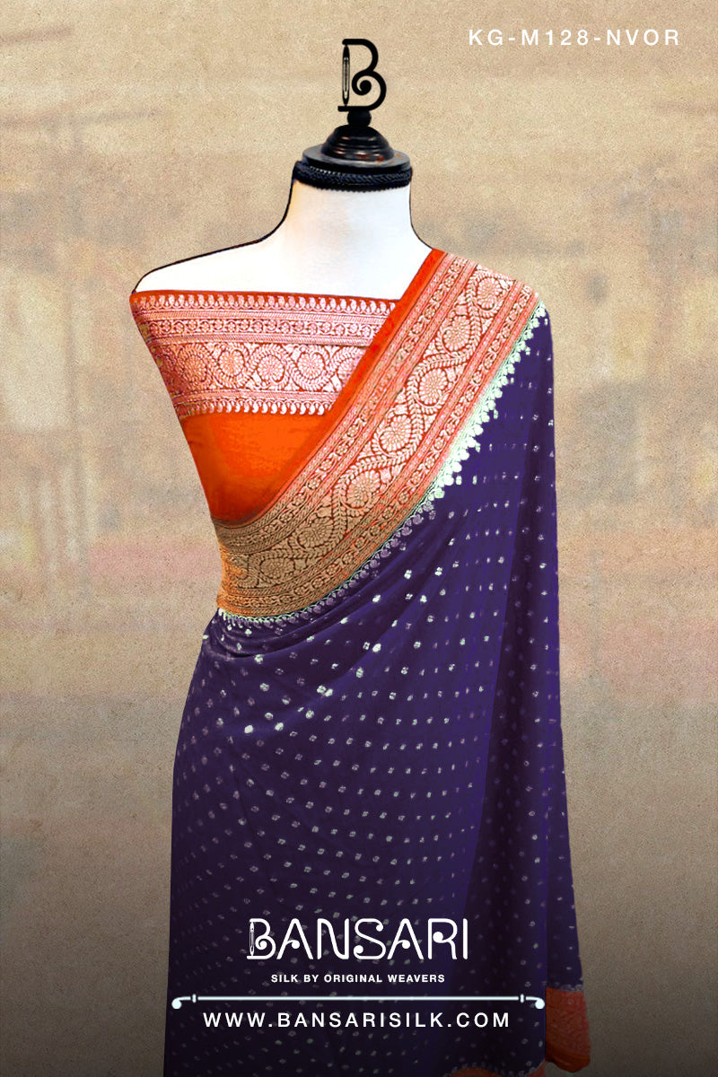 Georgette Saree, Navy Blue Saree, Orange Saree, Wedding Saree, Banarasi Saree, Khaddi, Handloom Saree, Manufacturer
