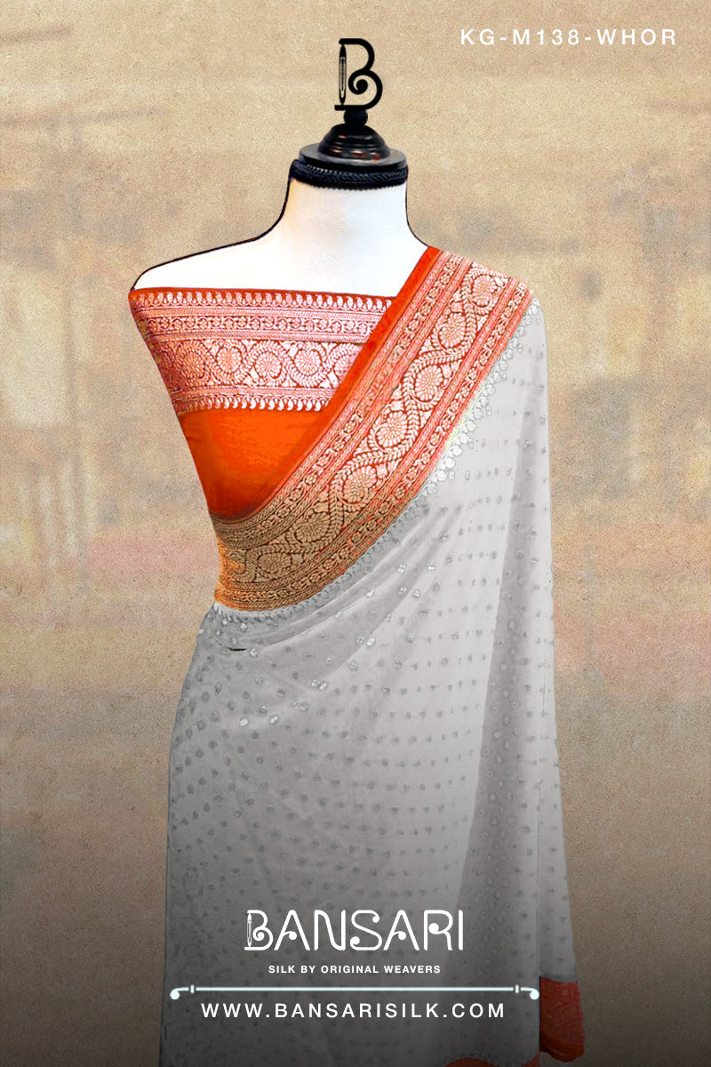 Georgette Saree, White Saree, Orange Saree, Wedding Saree, Banarasi Saree, Khaddi, Handloom Saree, Manufacturer