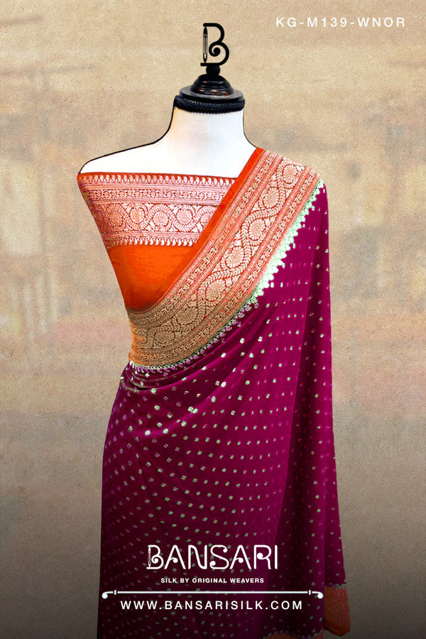 Georgette Saree, Wine Saree, Orange Saree, Wedding Saree, Banarasi Saree, Khaddi, Handloom Saree, Manufacturer