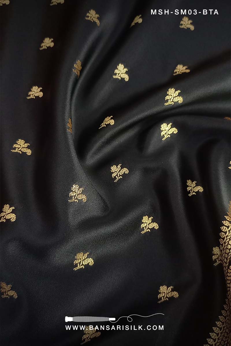Black Saree, Mashru Silk, Mashru Saree, Mashru Banarasi Saree, Banarasi Mashru Silk Saree, Banarasi Saree Manufacturer