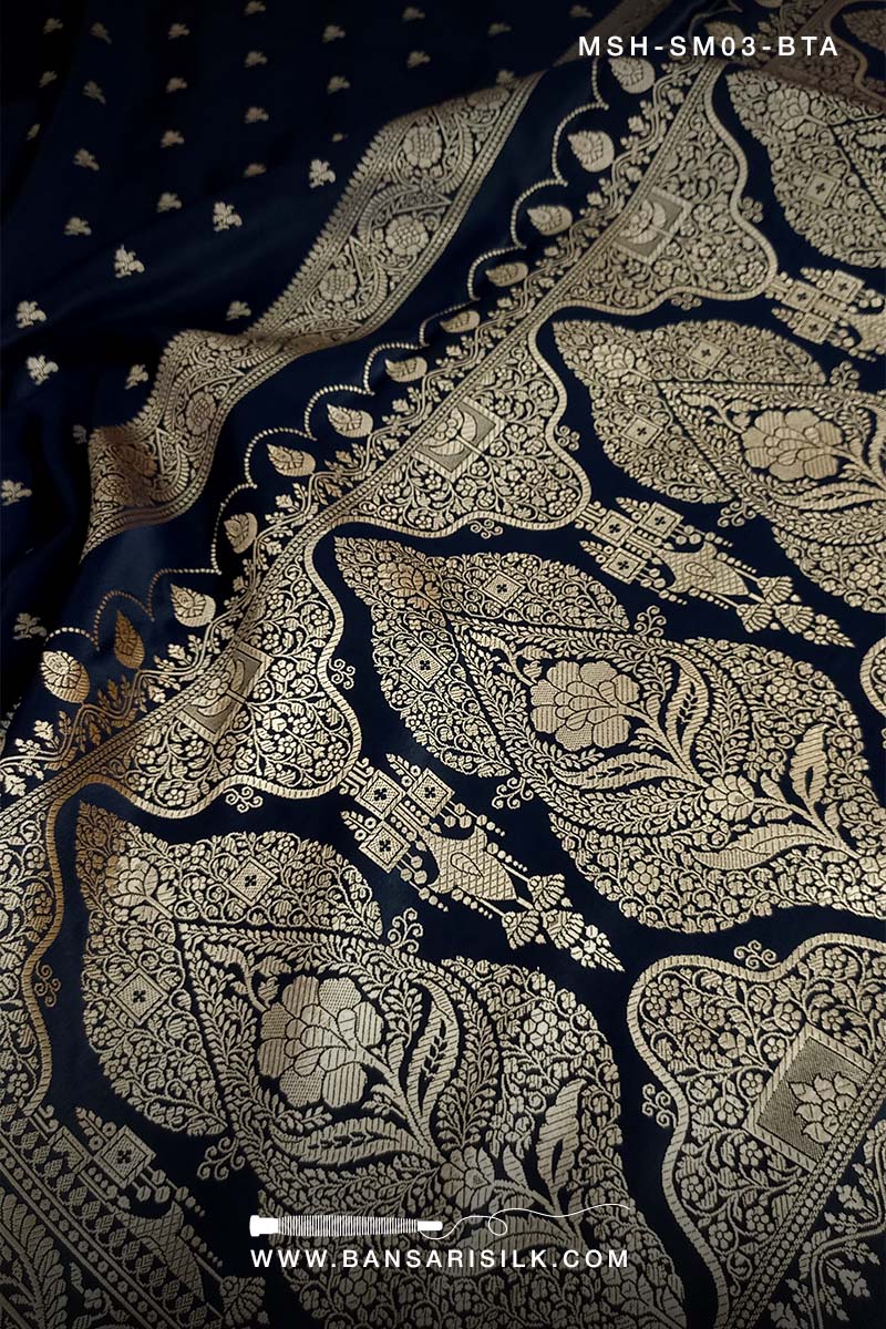 Black Saree, Mashru Silk, Mashru Saree, Mashru Banarasi Saree, Banarasi Mashru Silk Saree, Banarasi Saree Manufacturer