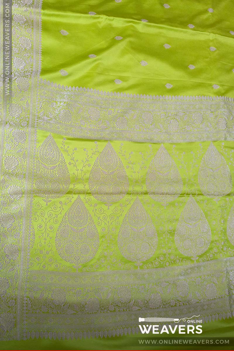 Lime Green Banarasi saree, light green sari, bollywood saree, Banarasi saree