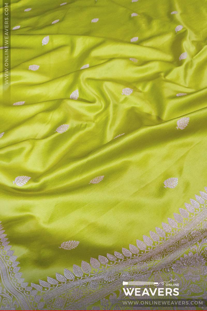 (Motif Closeup): Diya Mirza Saree, Lime Green saree, light green sari, bollywood saree, Banarasi saree