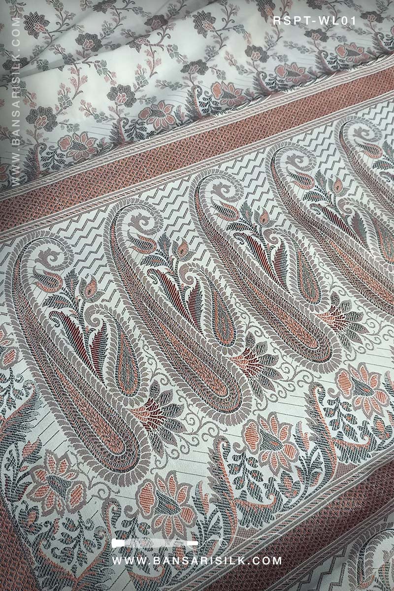 Off White Resham Banarasi Silk Saree for offie and daily wear under 2000